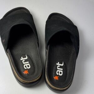 Size 42  *art 1385 Biarritz Nobuck black, cork, suede look sandals.